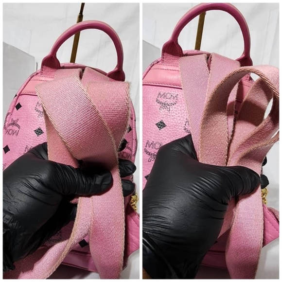 Authentic MCM Small Visetos Stark Leather Backpack Pink - Picture 9 of 15